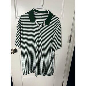 Men's Nike Golf Green and White Striped Polo XL